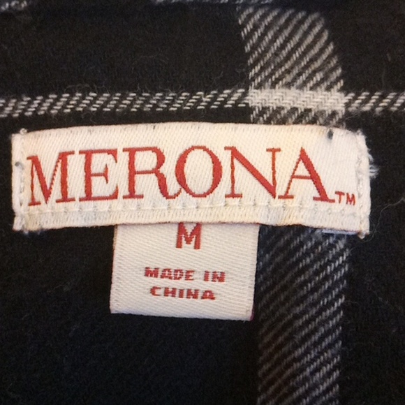 NWOT | MERONA BLACK & WHITE BOTTOM PLAID SHIRT SIZE MEDIUM - Picture 10 of 11